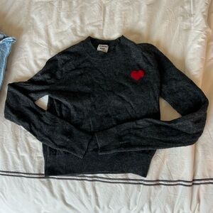 Sunday Best Gray Crewneck Sweater with Red Heart